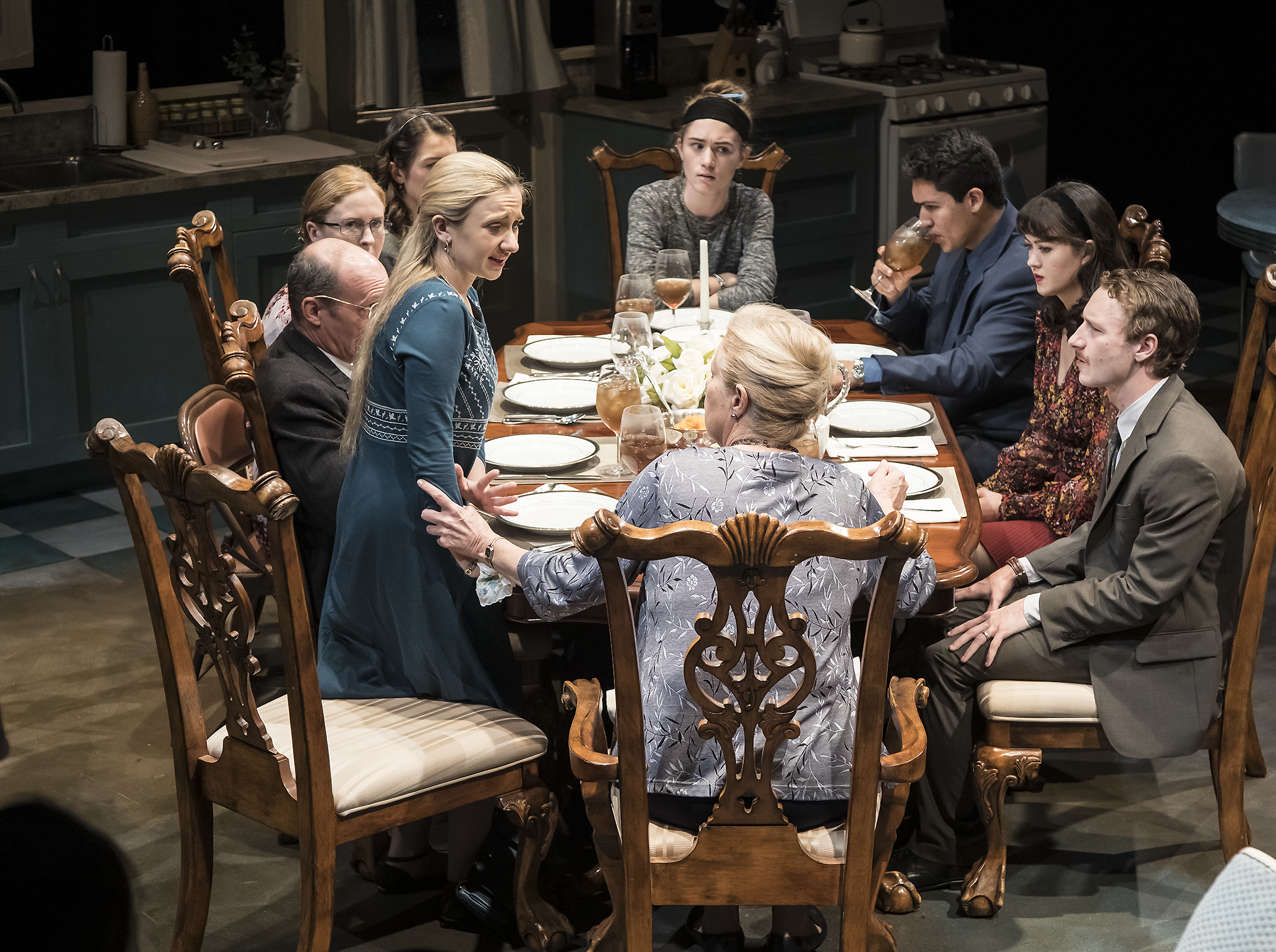 photo of the dining room table scene from "MARTHA"
