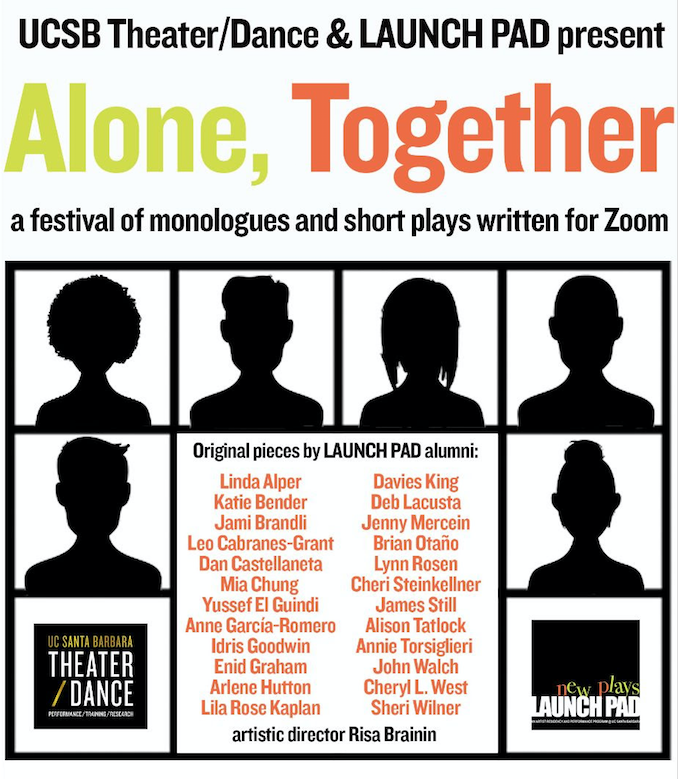flyer for the Alone, Together zoom festival of plays and monologues