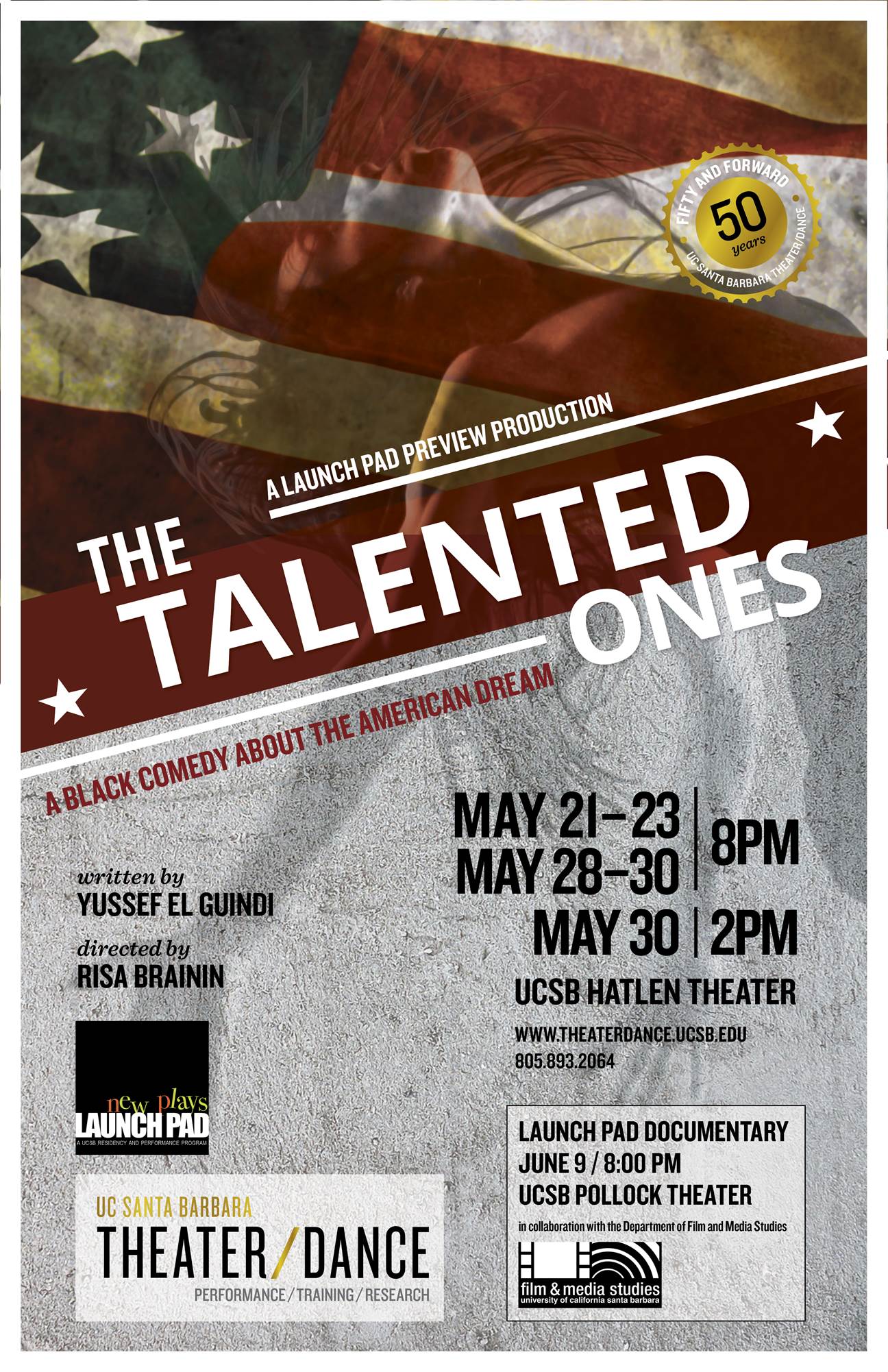 The poster for the Talented Ones, featuring a ballet dancer superimposed on an American flag.