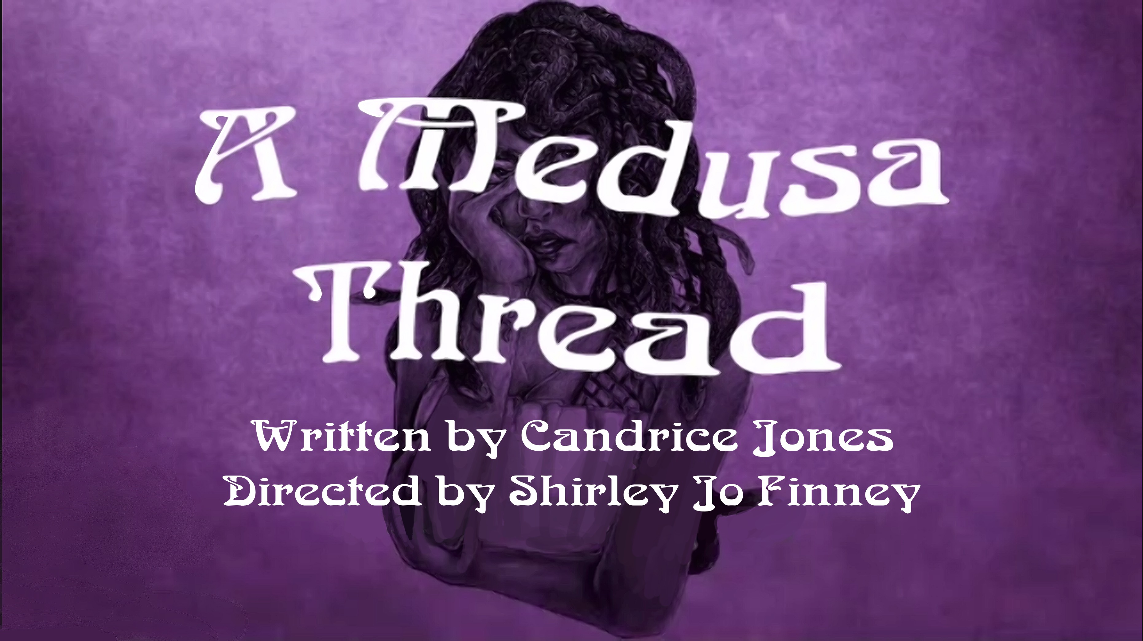 A Medusa Thread title card - purple and black and cool looking