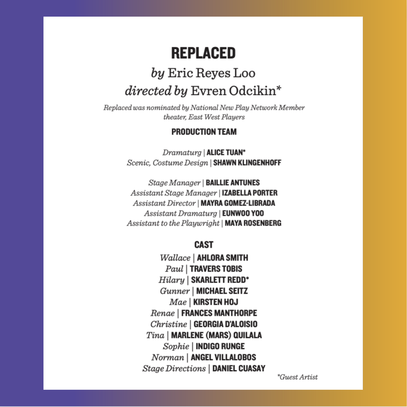 Cast list for Replaced