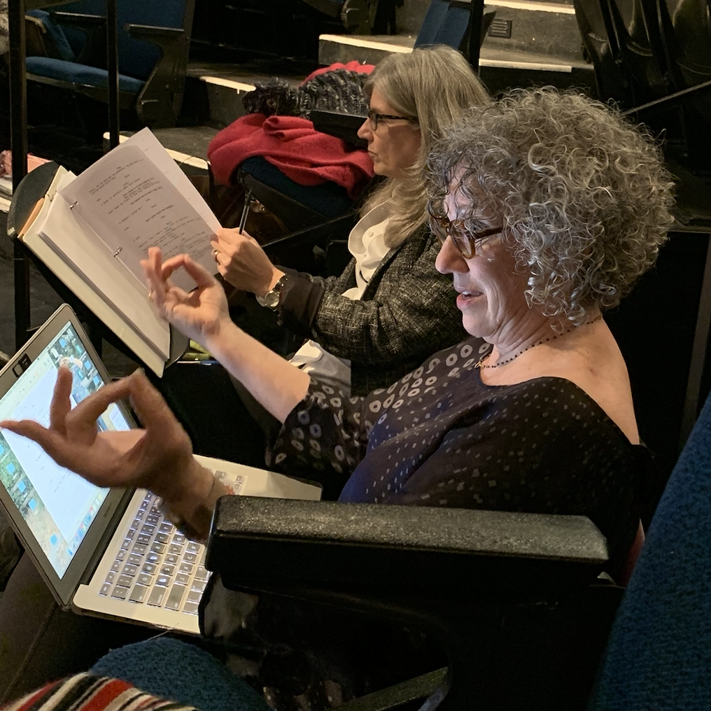 Cheri Steinkellner and Risa Brainin working on the play